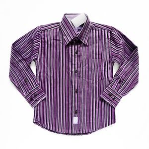 Purple Long Sleeve Striped Button Down/Up Shirt 4T